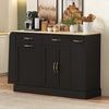 HAUSS SPOLE Sideboard mit Mülleimerfach,Küchenschrank mit Schubladen und Gewürzregal,Schwarz (Buffetschrank 133.5×40×86 mit Abfallbehälterfach), für Esszimmer oder Wohnzimmer Bild 2