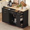 HAUSS SPOLE Sideboard mit Mülleimerfach,Küchenschrank mit Schubladen und Gewürzregal,Schwarz (Buffetschrank 133.5×40×86 mit Abfallbehälterfach), für Esszimmer oder Wohnzimmer Bild 3
