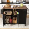 Odikalo Kücheninsel Servierwagen Küchenwagen Speisewagen Essschrank Buffetschrank Schwarz Bild 3