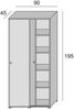 Dmora 2-türiger Kleiderschrank Alaysia, Kleiderschrank mit 2 Schiebetüren und 4 Regalen, moderne Mehrzweck-Schlafzimmermöbel, 100 % Made in Italy, 90 x 45 x 195 cm, Weiß, Bild 3