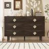 Merax Sideboard Eleganter 6-Schubladen Schminktisch mit Rattan-Griff, für Schlafzimmer & Wohnzimmer – Praktischer Stauraum & Stabilität, Holzfarbe Bild 3