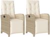vidaXL Gartensessel mit Fußteil 2 Stk. Verstellbar Beige Poly Rattan 365196 Bild 2