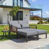 KLAM HOME Gartenlounge-Set Garten-Lounge-Set Grau, 2‑in‑1 Outdoor Daybed & Doppel-Liege, (Modulares Sofa für 2–4 Personen mit 3‑fach verstellbarer Rückenlehne), Wetterfestes Outdoor-Set mit Kissen & Glastisch für Terrasse & Garten Bild 3