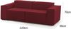 Dmora 2-Sitzer festes Sofa Lepidolite, modulares lineares Sofa, modernes Wohnzimmersofa aus Stoff, 100 % Made in Italy, 220 x 95 x 70 cm, Rot Bild 3