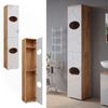 Wäscheschrank Irma Weiß Hochglanz/Goldkraft Eiche 37.2 x 192 cm Vicco Bild 2