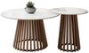 Lookway Couchtisch MARISE 2er Couchtisch-Set – Hochglanz Sinterkeramik & Lamellen (2er Set), Durchmesser: ⌀80 cm und ⌀50 cm Bild 5