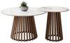 Lookway Couchtisch MARISE 2er Couchtisch-Set – Hochglanz Sinterkeramik & Lamellen (2er Set), Durchmesser: ⌀80 cm und ⌀50 cm Bild 4