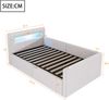 Merax Polsterbett Einzelbett Kinderbett 90*200 cm, Mit LED-Licht, Mit Nachtlicht und USB-Ladeanschluss, Mit Regal, Mit Hydraulischem Stauraum, Samt, Beige Bild 4