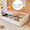 Merax Polsterbett Einzelbett Kinderbett 90*200 cm, Mit LED-Licht, Mit Nachtlicht und USB-Ladeanschluss, Mit Regal, Mit Hydraulischem Stauraum, Samt, Beige Bild 3