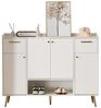 Merax Schuhschrank (H100/B130/T37 cm) Schuhregal mit 2 Schubladen und 4 Türen, Metallfüße, Sideboard Bild 4