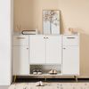 Merax Schuhschrank (H100/B130/T37 cm) Schuhregal mit 2 Schubladen und 4 Türen, Metallfüße, Sideboard Bild 3