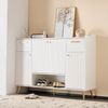 Merax Schuhschrank (H100/B130/T37 cm) Schuhregal mit 2 Schubladen und 4 Türen, Metallfüße, Sideboard Bild 2