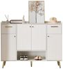 Merax Schuhschrank (H100/B130/T37 cm) Schuhregal mit 2 Schubladen und 4 Türen, Metallfüße, Sideboard Bild 5