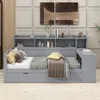 Jugendbett mit Schreibtisch und Bücherregal, 90x200 cm, Einzelbett mit Schubladen und Mehrfachsteckdose Bild 2