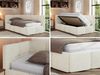 Jugendbett 90x200 ARVO Polsterbett mit Bettkasten, Stauraum & Gasdruckfeder, Modernes Design mit Kopfteil, Multipocket Matratze - Creme Strukture - ELORI LUX - Links Seite Bild 2