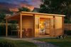 Alpholz Pultdach Gartenhaus Maria mit Anbau & Schleppdach Gartenhaus aus Holz in Pinie Holzhaus mit 28 mm Wandstärke inklusive Schleppdach Blockbohlenhaus mit Montagematerial Bild 3