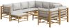 vidaXL 10-tlg. Garten-Lounge-Set mit Hellgrauen Kissen Bambus 3155096 Bild 3
