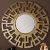 Wandspiegel Art déco 60 cm Metall Design Hängespiegel Gold, Aluminium Dekospiegel Rund mit Rahmen, Spiegel Wand Groß, Flurspiegel Garderobenspiegel Modern Bild 2