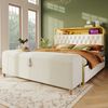 BlingBin Bettbank (1-St, 165x38 cm mit hydraulischem Stauraum – Cordstoff, Massivholz & MDF), Beige, 200 kg Tragkraft, Modernes Design für Schlafzimmer Bild 3