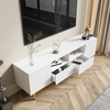 TV-Lowboard aus Spanplatte mit goldfarbenen Füßen, 165x36x55 cm, Weiß Bild 4