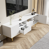 TV-Lowboard aus Spanplatte mit goldfarbenen Füßen, 165x36x55 cm, Weiß Bild 2