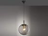 LED Pendelleuchte einflammig Rauchglas Schwarz mit Messing Kugel, Ø 30cm Bild 3