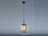 LED Pendelleuchte einflammig Rauchglas Schwarz mit Messing Kugel, Ø 30cm Bild 4