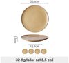 JIWOO Speiseteller 4er Ø21,8cm, Frühstücksteller Pastateller Teller Brotteller Plate, (32 St), Hochwertiges Tellerset Braun Mikrowellenofen Spülmaschine Ø 21,8cm Bild 2