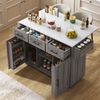 Servierwagen mit klappbarer Tischplatte & Stauraum, 139x46(71)x91,5 cm, Grau, MDF Bild 4