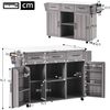Servierwagen mit klappbarer Tischplatte & Stauraum, 139x46(71)x91,5 cm, Grau, MDF Bild 2