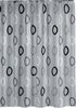 Ekershop Duschvorhang Textil Grau mit Weiß Schwarz Kreisen für Duschstange Breite 180 cm (inkl. Ringe), Höhe 200 cm, wasserabweisend, waschbar, bügelbar Bild 1