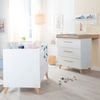 roba Babyzimmer Set Leon 3-teilig - Baby- & Beistellbett 60x120 cm, Wickelkommode mit 3 Schubladen & Kleiderschrank mit 2,5 Türen - Griffe & Füße aus Massivholz - Skandinavisches Design in Weiß / Othello Eiche Bild 3