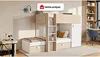 Vente-unique - RICARDO Bett Holz, Platte BeigeWeiß - B 111 cm x H 150 cm x L 255 cm Bild 2