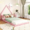 Kinderbett 90x200 cm in Hausform, Rosa,stabiles Flachbett mit 7 Lattenrosten, modernes Hausbett,leicht zu montieren und pflegeleicht Bild 4