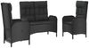 vidaXL 3-tlg. Garten-Essgruppe mit Kissen Schwarz Poly Rattan 3185093 Bild 3