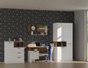 Marmex Möbel Grant 01N Dreitüriger Kleiderschrank mit Kleiderstange, laminierte Spanplatte, weiß+riviera Eiche, 88x195x54 cm Bild 5