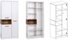 Marmex Möbel Grant 01N Dreitüriger Kleiderschrank mit Kleiderstange, laminierte Spanplatte, weiß+riviera Eiche, 88x195x54 cm Bild 2