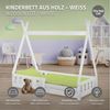 ML-DESIGN Spielbett Hausbett Tipi Zeltbett inkl. Lattenrost Bodenbett Kinder Himmelbett, Abenteuerbett mit Rausfallschutz Zelt Bett Kiefer Weiß Kinderhaus Bild 2