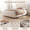 PXloue Polsterbett LED Doppelbett, Bettkasten, Ladefunktion, Samt, 90x200 cm Bild 3