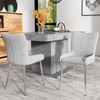 Merax Samt-Esszimmerstuhl, 2er-Set, luxuriös, Wohnzimmer, Schlafzimmer, Lounge-Stuhl mit vier Silberne Metallstützbeinen, Lendenwirbelstütze, Grau Bild 2