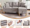 Merax L-förmiges modernes Sofa, 3-Sitzer-Sofa mit Chaiselongue, Stauraum, integriertem Getränkehalter, wird mit 2 Kissen geliefert, hellgrau Bild 5