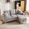 Merax L-förmiges modernes Sofa, 3-Sitzer-Sofa mit Chaiselongue, Stauraum, integriertem Getränkehalter, wird mit 2 Kissen geliefert, hellgrau Bild 3
