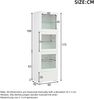 Merax 173cm Vitrine aus Schranktür aus Acryl, Vitrine Hochglanz Lagerschrank mit LED-Beleuchtung, 3 Glasboden, Highboard, Wohnzimmerschrank, Aufbewahrungsschrank, Hochschrank, Sofaschrank, Weiß Bild 4