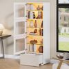 Merax 173cm Vitrine aus Schranktür aus Acryl, Vitrine Hochglanz Lagerschrank mit LED-Beleuchtung, 3 Glasboden, Highboard, Wohnzimmerschrank, Aufbewahrungsschrank, Hochschrank, Sofaschrank, Weiß Bild 2