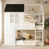 Hochbett, Kinderbett, Exquisite Fenster, Wunderschöne Hausformen, Dreistufige Treppe, Umzäunung an allen Seiten, Kiefer + MDF, Weiß+Schwarz, 90x200cm Bild 3