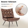 MCombo Sessel mit Hocker 4779BR, moderner Relaxsessel mit Taillenkissen für Wohnzimmer, Retro Vintage Lesesessel Loungesessel Stuhl Polstersessel, Mikrofaserstoff, Braun Bild 4