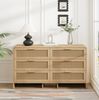 Bogenförmiger Ecken-Schrank mit 6 Rattan-Schubladen, natur, 130x40x74 cm Bild 1