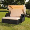 Strandkorb Schwarz Sonnendach Sonnenliege Sonnenbett Polyrattan Lounge Garten Bild 2