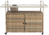 Flieks Servierwagen Outdoor mit Eisbehälter, PE-Rattan Barwagen mit Schrank & Stahlplatte, Garten Bar Tisch auf Rollen, mit Handtuchhalter, Beige Bild 5