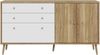 Forte HARLLSON Sideboard 160, EasyKlix by FORTE, Kommode mit 2 Schubladen und 3 Türen, Skandinavischer Stil, Holzwerkstoff, Mauvella Eiche Holzdekor/ Weiß, 160 cm breit x 86 cm hoch x 41 cm tief Bild 2